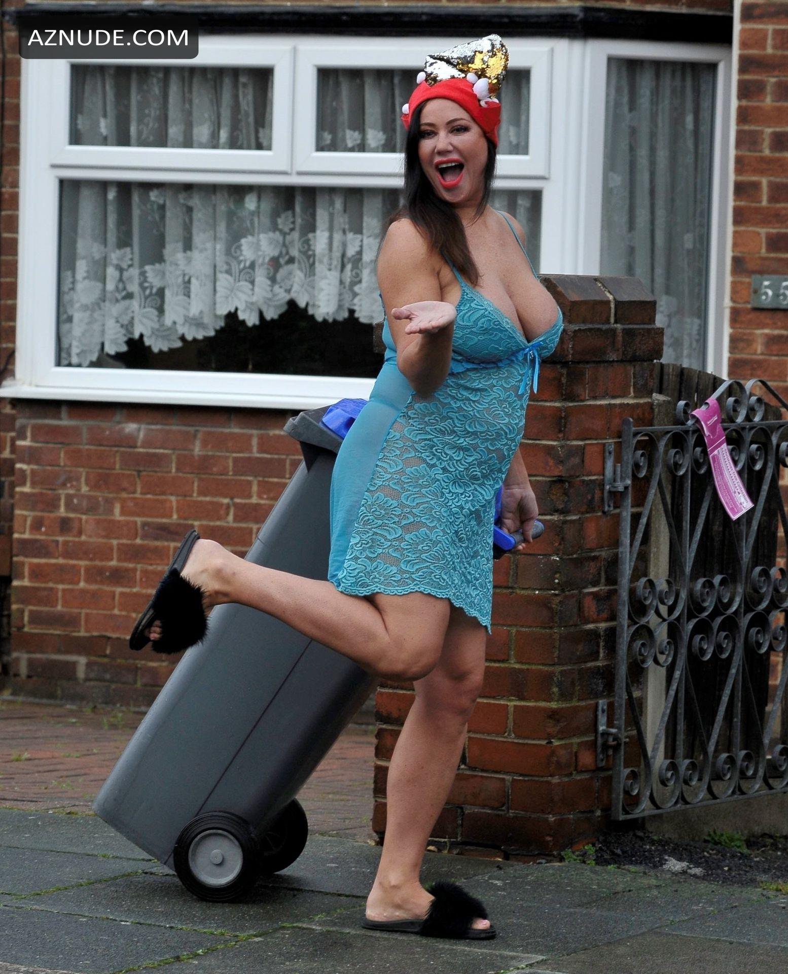 Lisa Appleton Takes The Bins Out In A Blue Lingerie Christmas Outfit