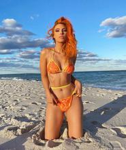 Lele Pons Sexy Orange Bikini At The Beach Aznude