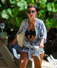 Coleen RooneySexy in Coleen Rooney Sexy# black bikini out on the beaches of Barbados