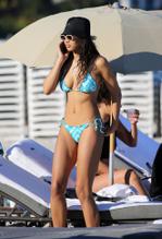 Danielle HerringtonSexy in Danielle Herrington wears a blue string bikini as she hits the beach with fellow model Jasmine Sanders in Miami