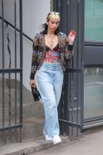 Dua LipaSexy in Dua Lipa spotted leaving her apartment while wearing a double denim jeans in New York City