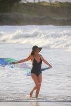 Jane SeymourSexy in Jane Seymour Sexy Spotted Out On the Beach In Black One-piece