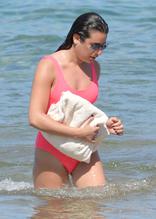 Lea MicheleSexy in Lea Michele Sexy Pink Swimsuit at A Beach in Hawaii 