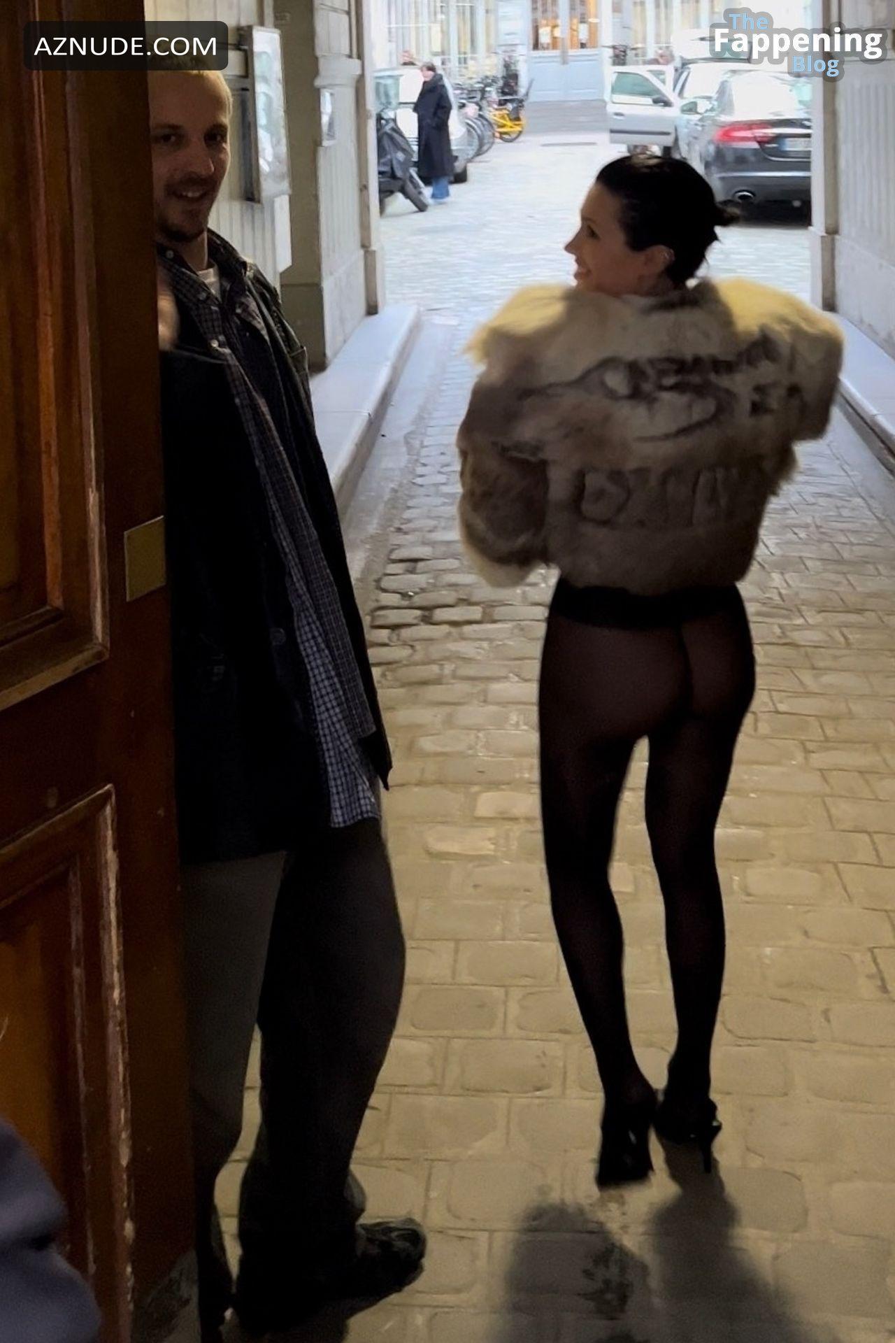 Bianca Censori Sexy Seen In Tights Without Underwear In Paris Fashion Week  Fitting - AZNude