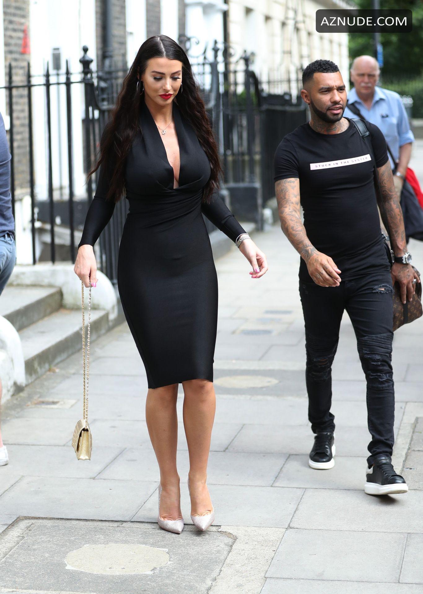 Alice Goodwin Sexy In A Busty Black Tight Dress While She Exits Celebs Go Dating With Jermaine