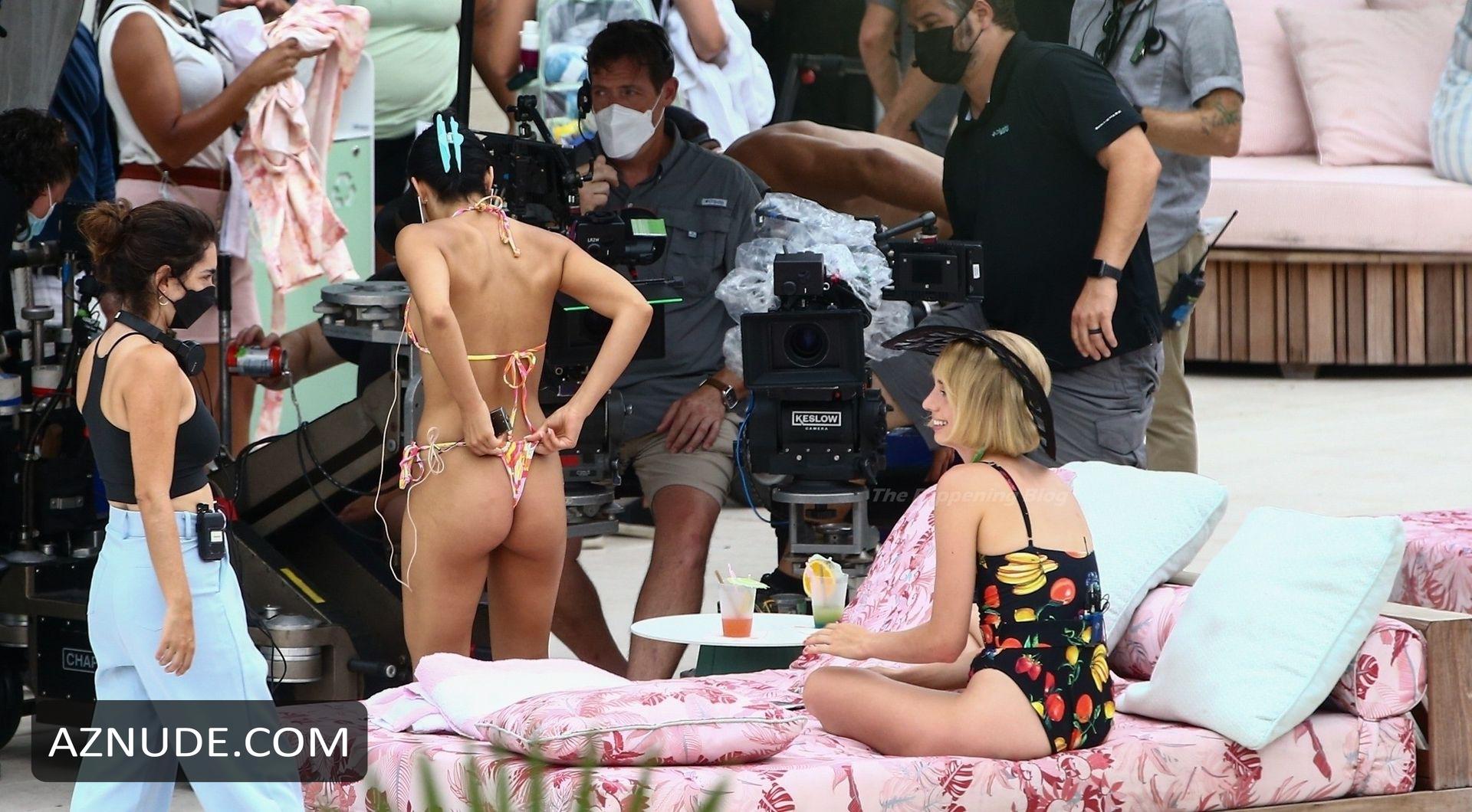 Camila Mendes Sexy Seen On The Set Of Strangers In Miami Beach Aznude 