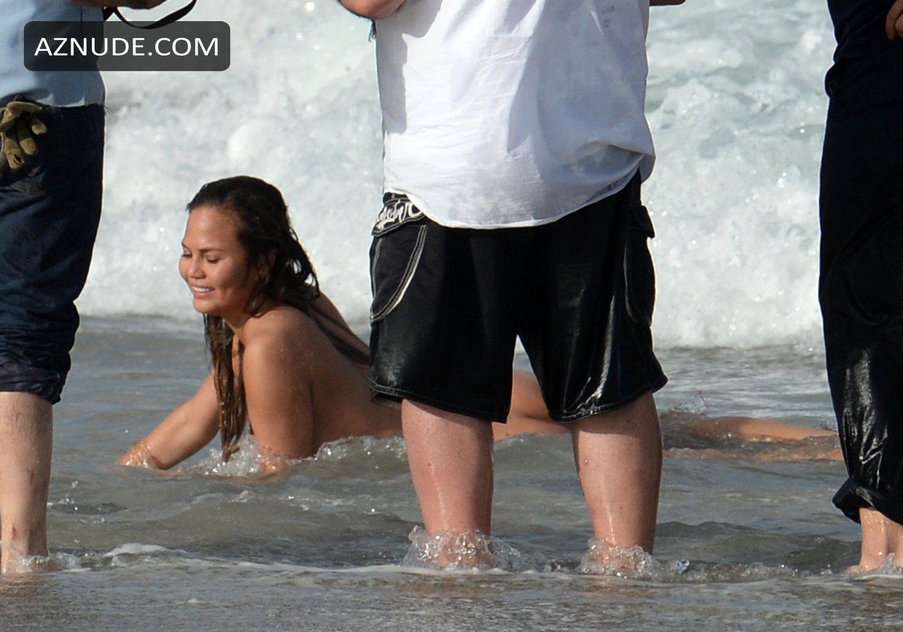 Chrissy Teigen Completely Nude At The Beach Aznude