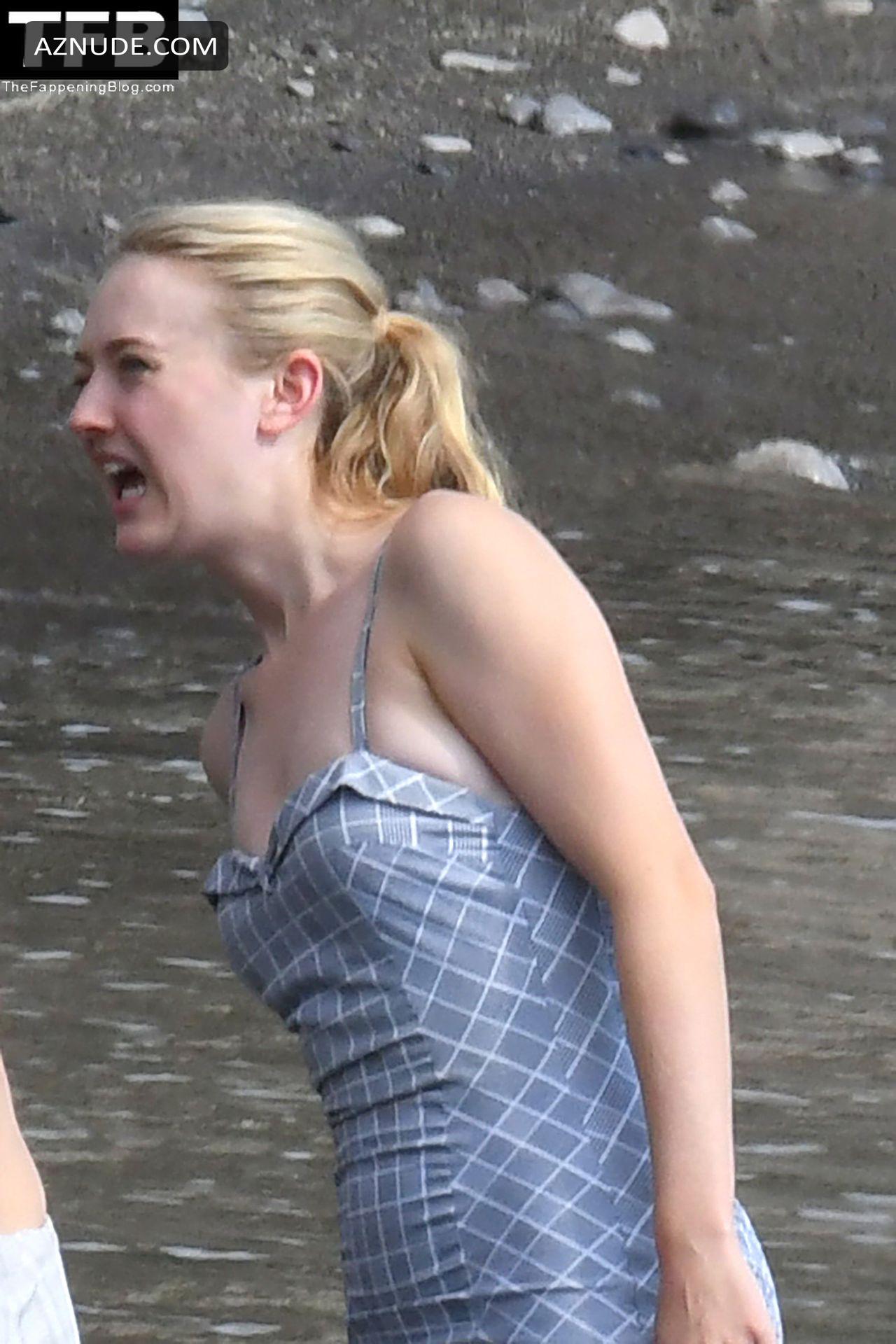 Dakota Fanning Braless Boobs in a See Through Top - Fappenist