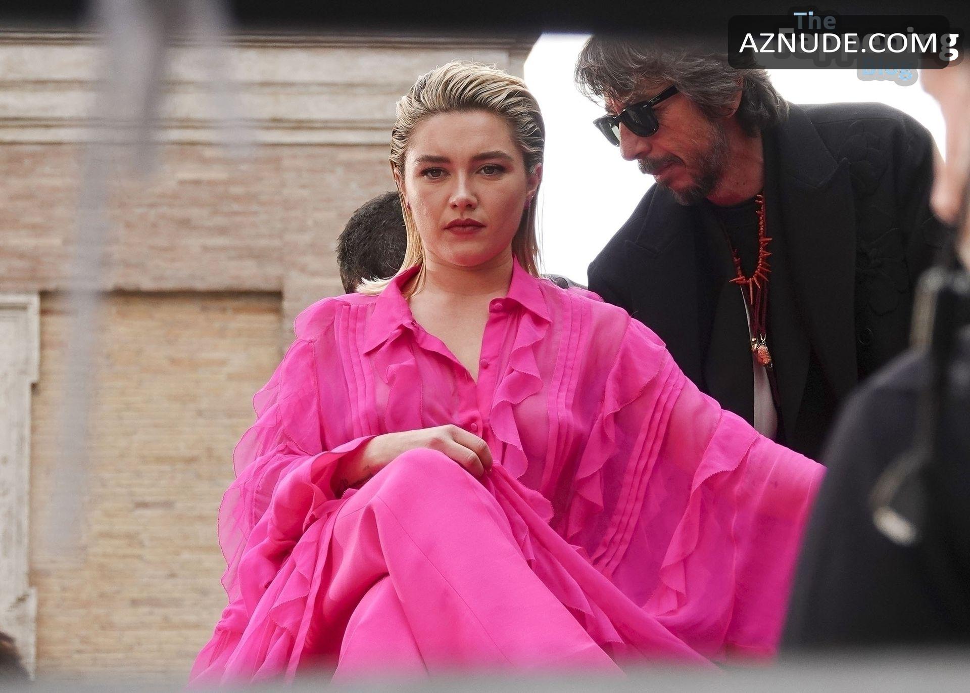 Florence Pugh Sexy Flashes Her Hot Tits During A Photoshoot For Valentinos New Campaign In Rome