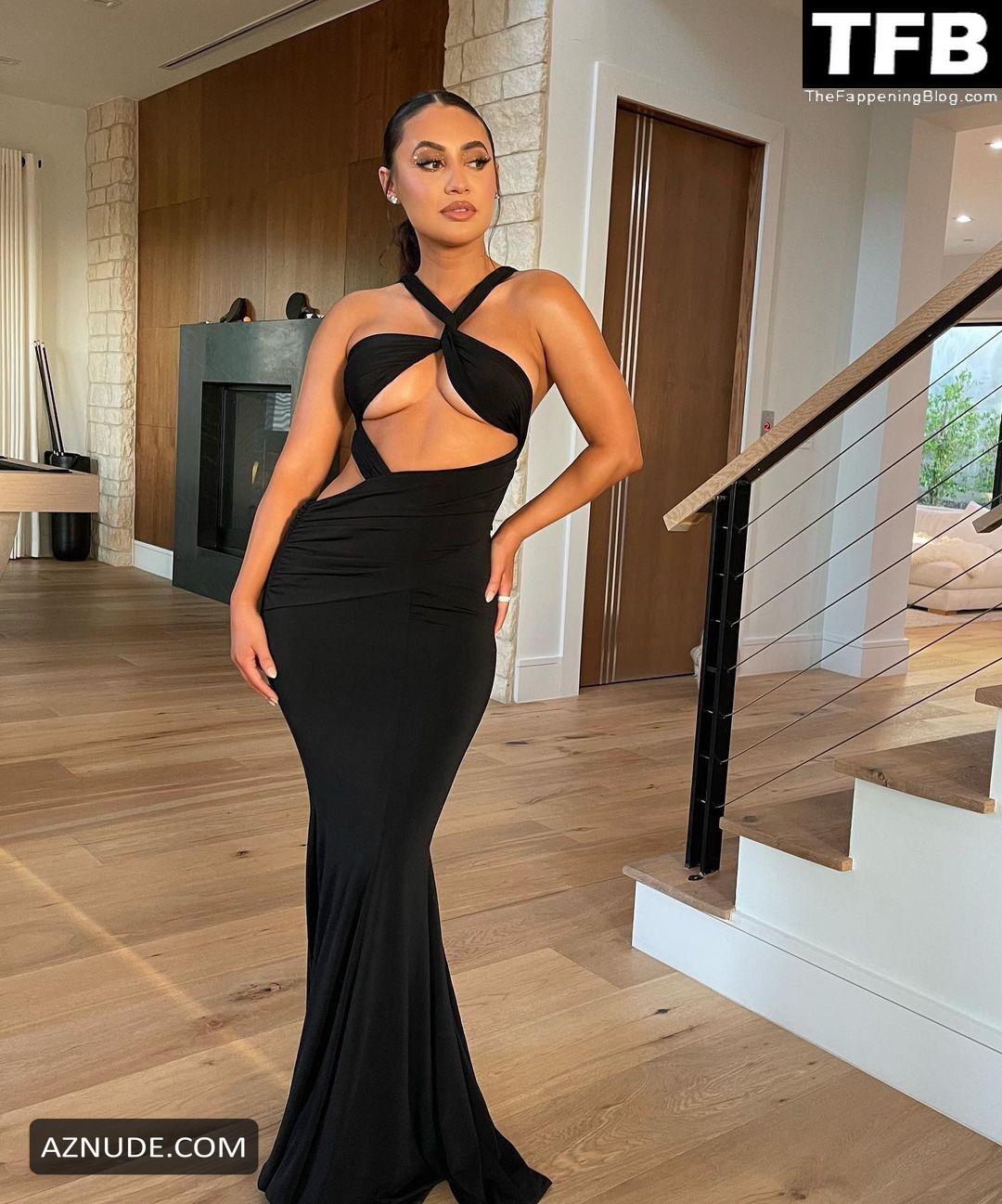 Francia Raisa Sexy Poses Showing Off Her Hot Boobs In A Black Dress On