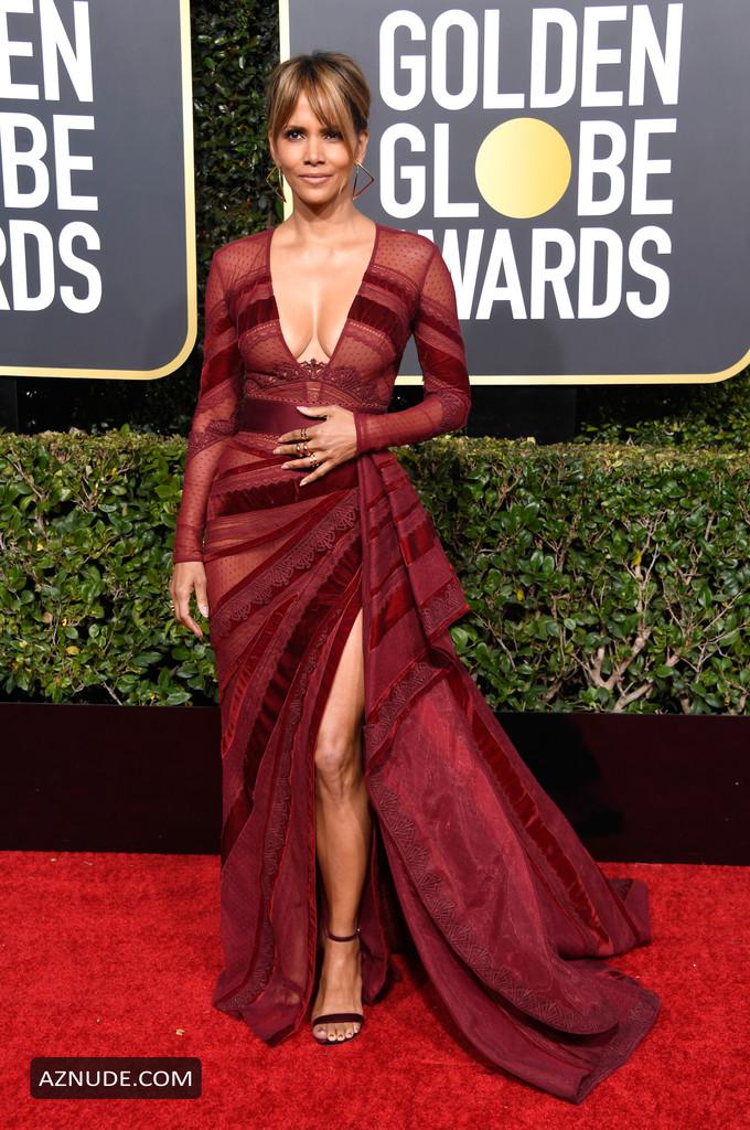 Halle Berry Flaunts Her Cleavage And Sexy Legs At The 76th Annual Golden Globe Awards In Beverly