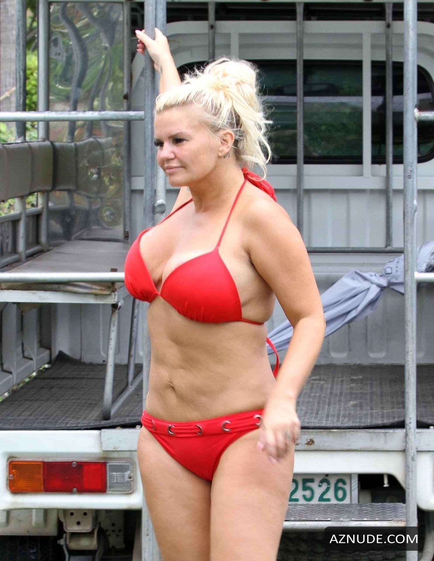 Kerry Katona Sexy And Hot In A Red Bikini As She Hits The Beach Showing