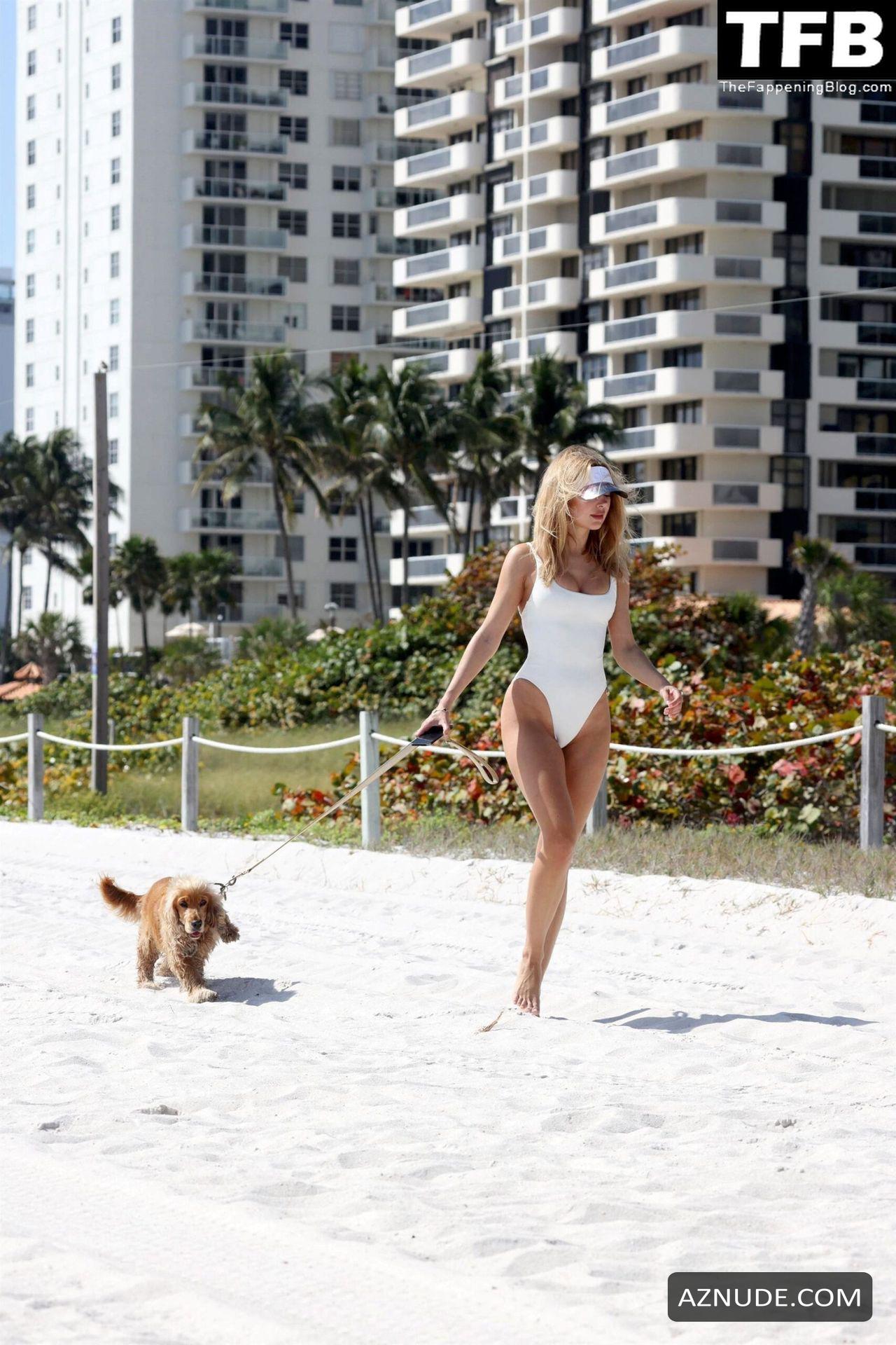 Kimberley Garner Sexy Seen Showing Off Her Hot Bikini Body In A White One Piece In Miami Beach