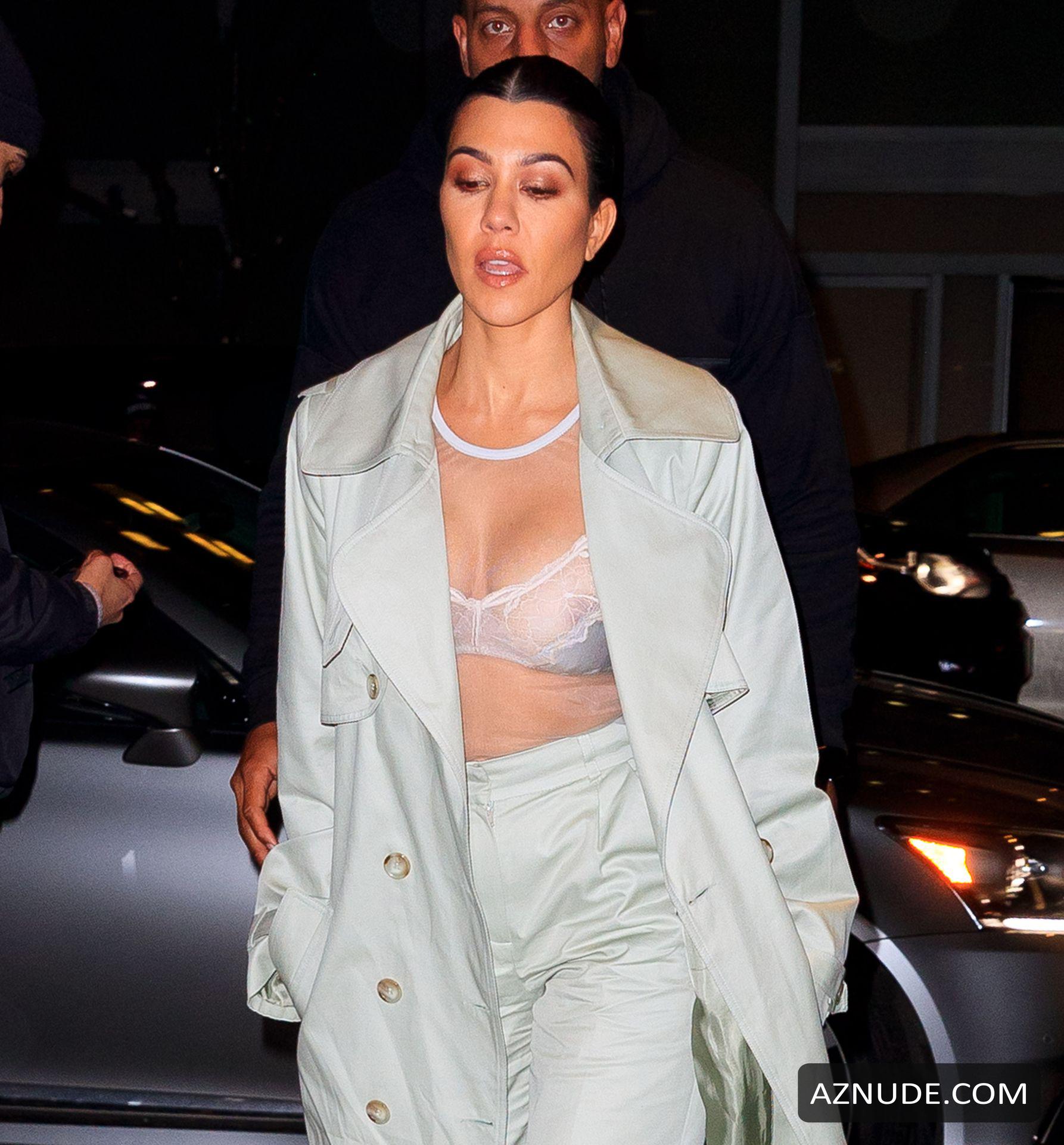 Kourtney Kardashian Wears A Sheer Bra Showing Her Nipple