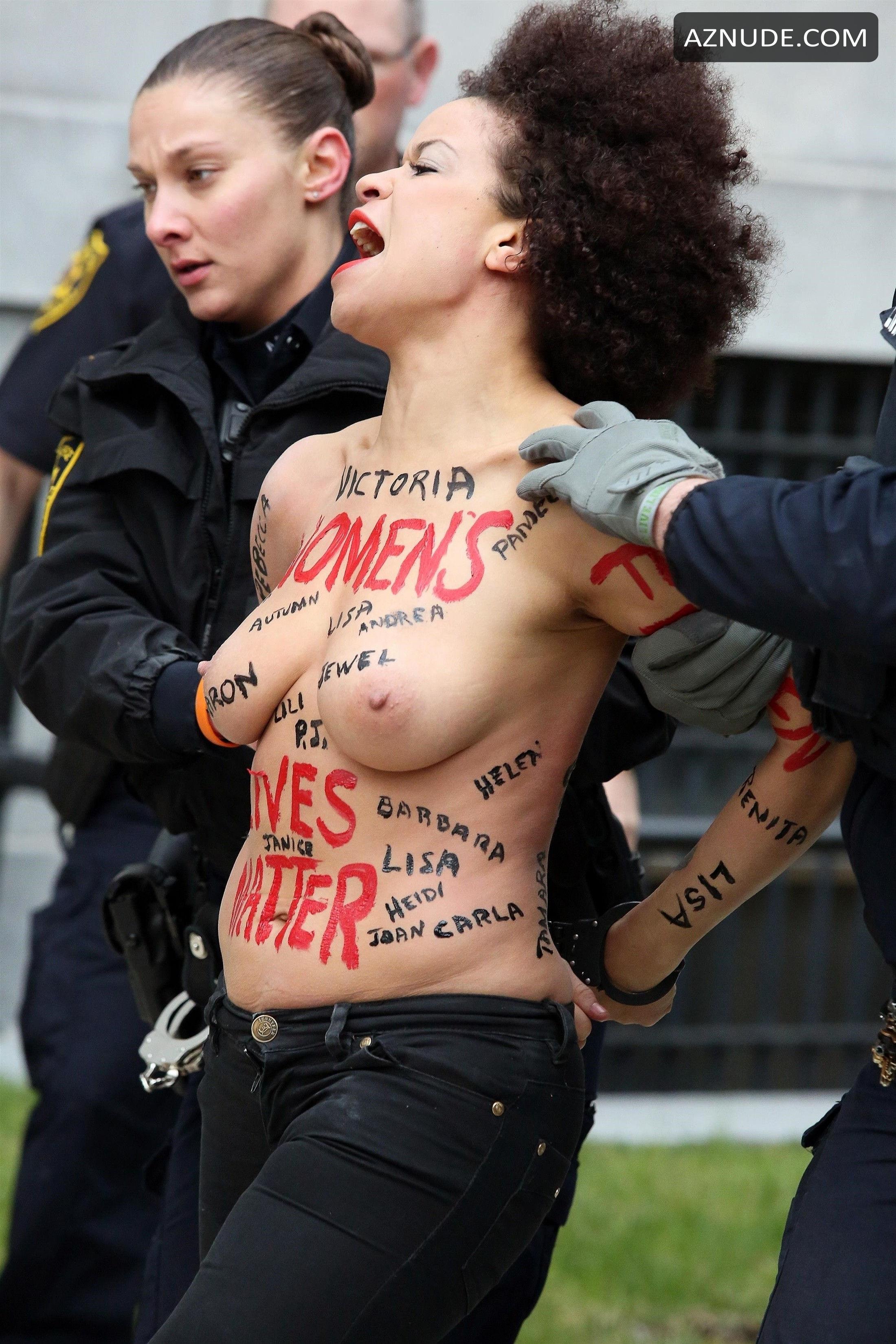 Topless Protester Uncensored