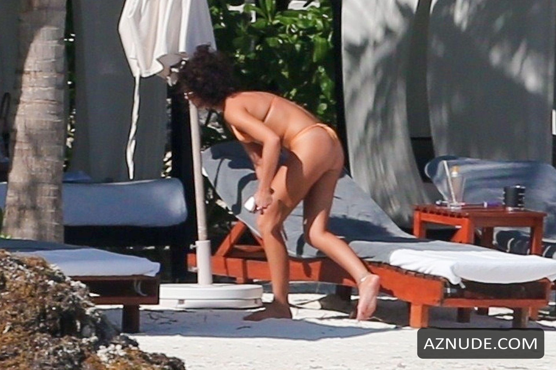 Sarah Hyland Sexy With Her Beau On The Beach At Their Hotel Together Aznude