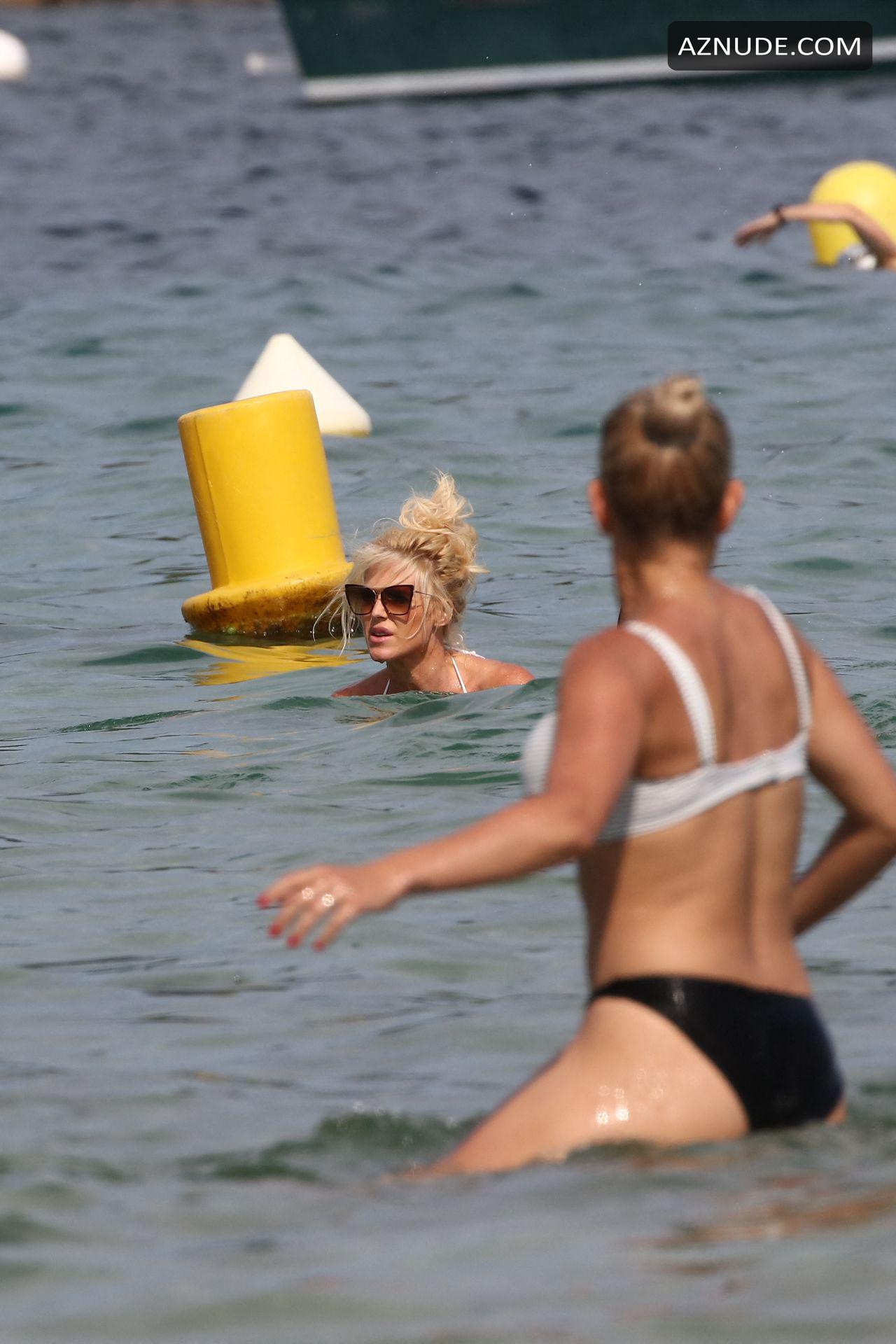 Victoria Silvstedt Wearing A Skimpy White Bikini On The Beach At Jardin Tropezina In Saint 