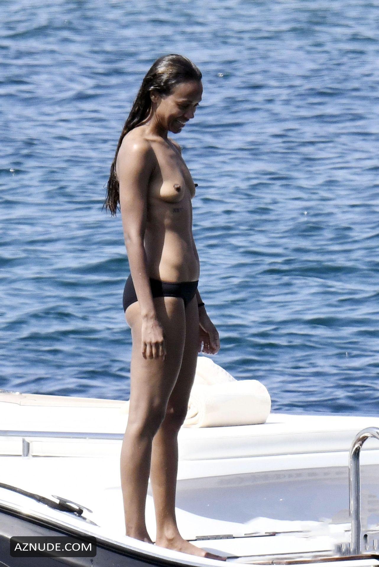 Zoe Saldana Sexy Shows Her Nude Tits In Sardinia Aznude