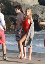  alt="Brooks Nader Sexy in Brooks Nader Sexy Shows Off Her Sizzling Body In A Spicy Red Swimsuit While Filming The Baywatch Reboot In La"