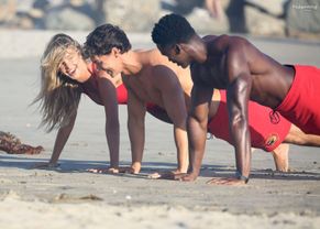  alt="Hassie Harrison Sexy in Hassie Harrison Sexy Shows Off Her Sizzling Body In A Spicy Red Swimsuit While Filming The Baywatch Reboot In La"