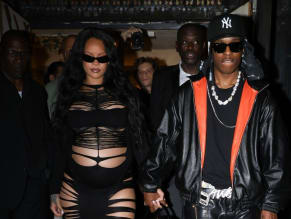 Rihanna Sexy in Rihanna Sexy Seen With A$Ap Rocky Wearing A Sultry Black Dress While Leaving L'Arc Nightclub In Paris