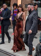 Dakota JohnsonSexy in Dakota Johnson Sexy Dazzles In A Hot Copper Silk Gown As She Leaves A Hotel In New York City