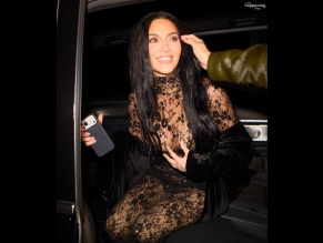  alt="Kim Kardashian West Sexy in Kim Kardashian Sexy Shows Off Her Hot Boobs Wearing A Sultry Lace Catsuit In Paris"