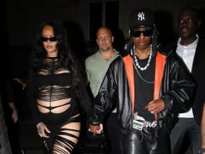 Rihanna Sexy in Rihanna Sexy Seen With A$Ap Rocky Wearing A Sultry Black Dress While Leaving L'Arc Nightclub In Paris