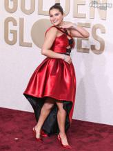 Selena GomezSexy in Selena Gomez Sexy Flaunts Her Hot Legs And Cleavage In A Gorgeous Red Dress At The 81st Golden Globe Awards