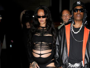 Rihanna Sexy in Rihanna Sexy Seen With A$Ap Rocky Wearing A Sultry Black Dress While Leaving L'Arc Nightclub In Paris
