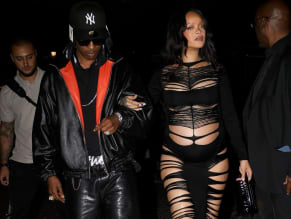 Rihanna Sexy in Rihanna Sexy Seen With A$Ap Rocky Wearing A Sultry Black Dress While Leaving L'Arc Nightclub In Paris