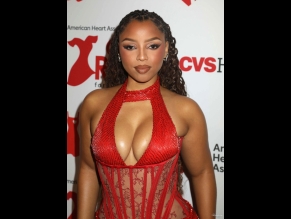 Chloe Bailey Sexy Sizzles In Red At The Concert And Fashion Show For The American Heart Association's Go Red For Women Red Dress Collection Concert In NYC