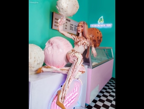Winnie Harlow Sexy Photoshoot Posing In A Hot Ice-Cream Monster Costume On Halloween