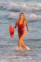  alt="Brooks Nader Sexy in Brooks Nader Sexy Shows Off Her Sizzling Body In A Spicy Red Swimsuit While Filming The Baywatch Reboot In La"