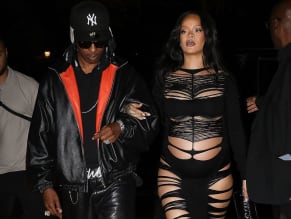 Rihanna Sexy in Rihanna Sexy Seen With A$Ap Rocky Wearing A Sultry Black Dress While Leaving L'Arc Nightclub In Paris
