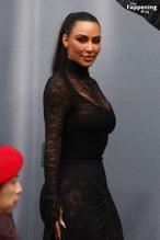 Kim Kardashian West Sexy in Kim Kardashian Sexy And Nude Flaunt Her Gorgeous Boobs In A Hot See-Through Dress At Balenciaga Fashion Show In Paris