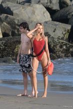  alt="Brooks Nader Sexy in Brooks Nader Sexy Shows Off Her Sizzling Body In A Spicy Red Swimsuit While Filming The Baywatch Reboot In La"