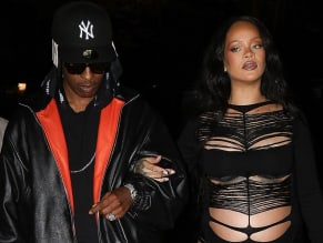 Rihanna Sexy in Rihanna Sexy Seen With A$Ap Rocky Wearing A Sultry Black Dress While Leaving L'Arc Nightclub In Paris
