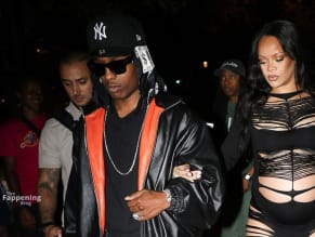 Rihanna Sexy in Rihanna Sexy Seen With A$Ap Rocky Wearing A Sultry Black Dress While Leaving L'Arc Nightclub In Paris