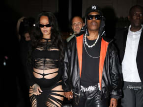 Rihanna Sexy in Rihanna Sexy Seen With A$Ap Rocky Wearing A Sultry Black Dress While Leaving L'Arc Nightclub In Paris