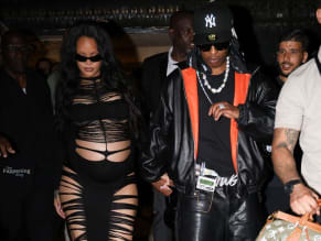 Rihanna Sexy in Rihanna Sexy Seen With A$Ap Rocky Wearing A Sultry Black Dress While Leaving L'Arc Nightclub In Paris