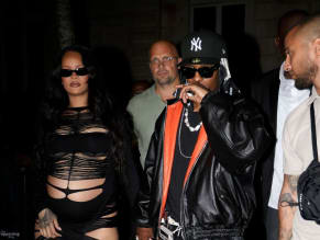 Rihanna Sexy in Rihanna Sexy Seen With A$Ap Rocky Wearing A Sultry Black Dress While Leaving L'Arc Nightclub In Paris