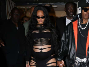 Rihanna Sexy in Rihanna Sexy Seen With A$Ap Rocky Wearing A Sultry Black Dress While Leaving L'Arc Nightclub In Paris