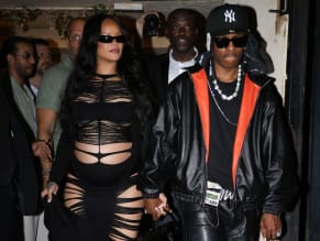 Rihanna Sexy in Rihanna Sexy Seen With A$Ap Rocky Wearing A Sultry Black Dress While Leaving L'Arc Nightclub In Paris