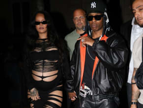 Rihanna Sexy in Rihanna Sexy Seen With A$Ap Rocky Wearing A Sultry Black Dress While Leaving L'Arc Nightclub In Paris