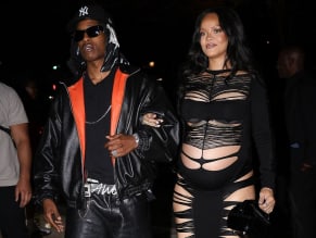 Rihanna Sexy in Rihanna Sexy Seen With A$Ap Rocky Wearing A Sultry Black Dress While Leaving L'Arc Nightclub In Paris