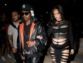Rihanna Sexy in Rihanna Sexy Seen With A$Ap Rocky Wearing A Sultry Black Dress While Leaving L'Arc Nightclub In Paris