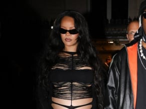 Rihanna Sexy in Rihanna Sexy Seen With A$Ap Rocky Wearing A Sultry Black Dress While Leaving L'Arc Nightclub In Paris
