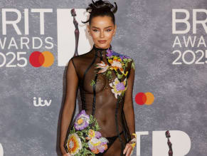 Maura Higgins Sexy in Maura Higgins Sexy Flashes Her Hot Thong And Shows Off Her Sultry Figure In A Seductive Sheer Dress At The Brit Awards In London