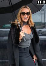 Amanda Holden Sexy in Amanda Holden Sexy Spotted Braless at Global Studios in London